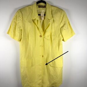 VTG Ashley Stewart Lemon Yellow Short Sleeve Blazer - Missing Button